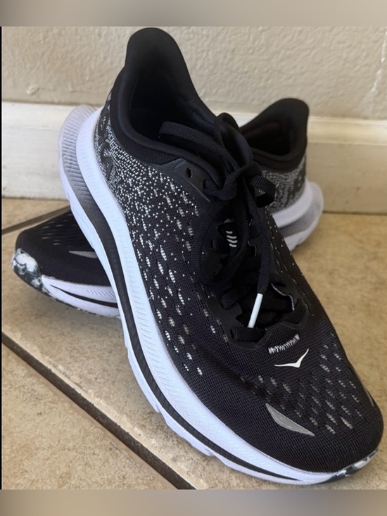 Hoka Shoes - Hoka Kawana Black White Running Shoes Size 6B